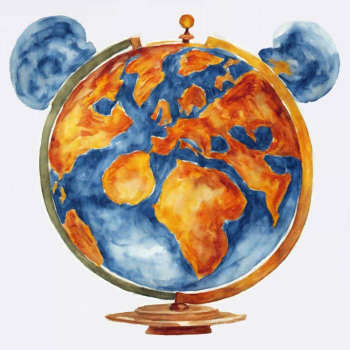 Watercolor Mickey Mouse Earth World Globe Womens T-Shirt