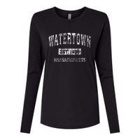 Watertown Massachusetts Ma Vintage Sports Established Womens Cotton Relaxed Long Sleeve T-Shirt