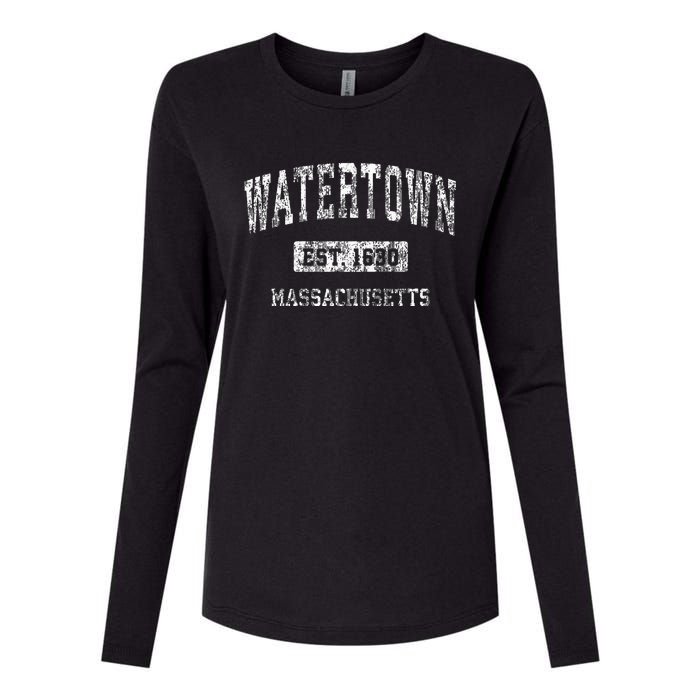 Watertown Massachusetts Ma Vintage Sports Established Womens Cotton Relaxed Long Sleeve T-Shirt