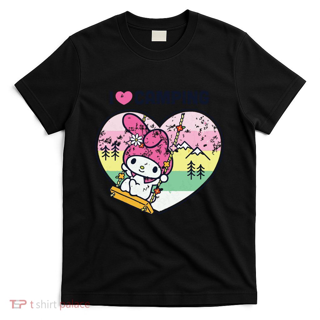 Women My Melody I Love Camping Vneck T-Shirt