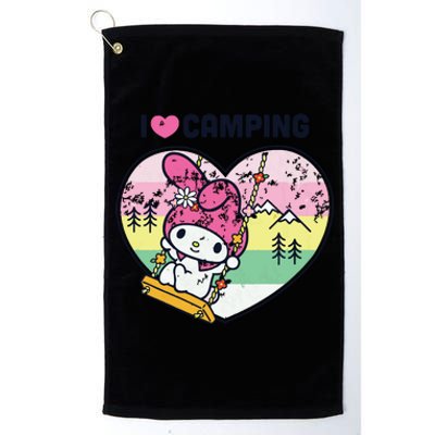 Women My Melody I Love Camping Vneck Platinum Collection Golf Towel