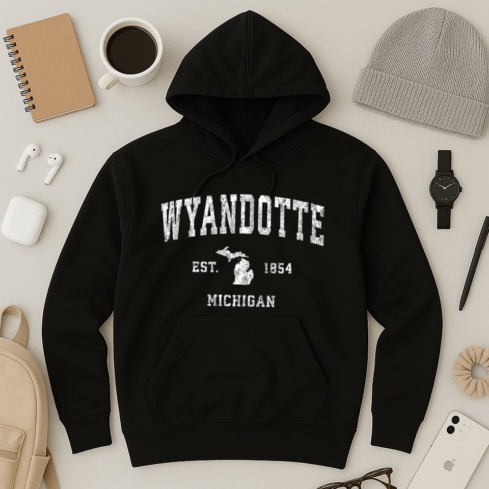 Wyandotte Michigan Mi Vintage Sports Hoodie