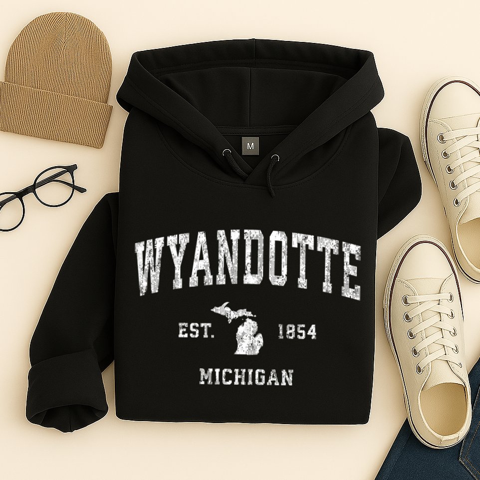 Wyandotte Michigan Mi Vintage Sports Hoodie