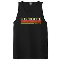 Wyandotte Mi Michigan Funny City Home Roots Gift Retro 80s PosiCharge Competitor Tank