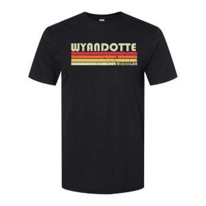 Wyandotte Mi Michigan Funny City Home Roots Gift Retro 80s Softstyle CVC T-Shirt