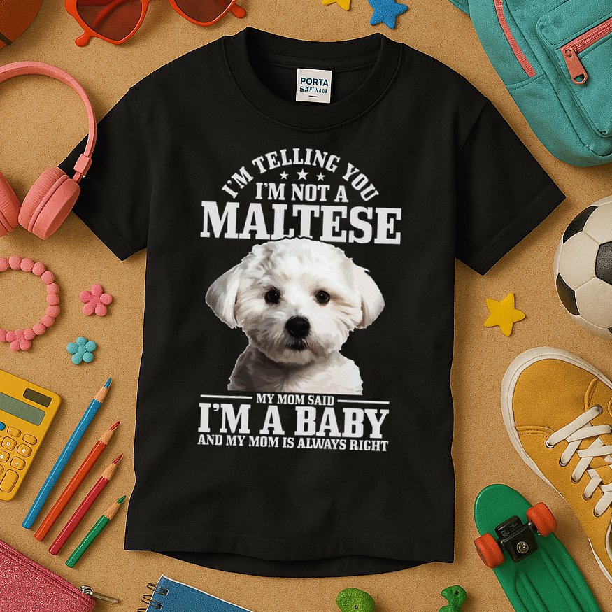 Womens Maltese Mom Said Im A Baby Funny Maltese Dog Kids T-Shirt