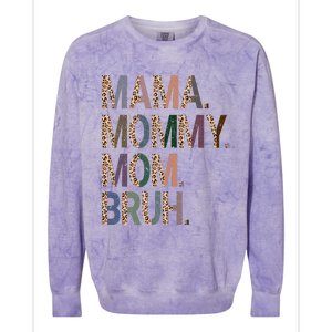 Women Mama Mommy Mom Bruh Mommy And Me Leopard Mother's Day Colorblast Crewneck Sweatshirt