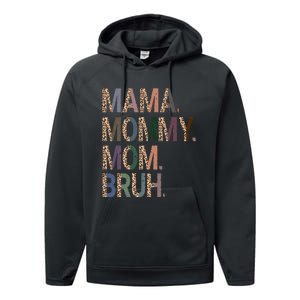 Women Mama Mommy Mom Bruh Mommy And Me Leopard Mother's Day Performance Fleece Hoodie