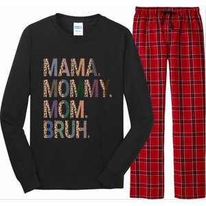 Women Mama Mommy Mom Bruh Mommy And Me Leopard Mother's Day Long Sleeve Pajama Set