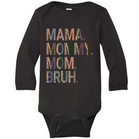 Women Mama Mommy Mom Bruh Mommy And Me Leopard Mother's Day Baby Long Sleeve Bodysuit