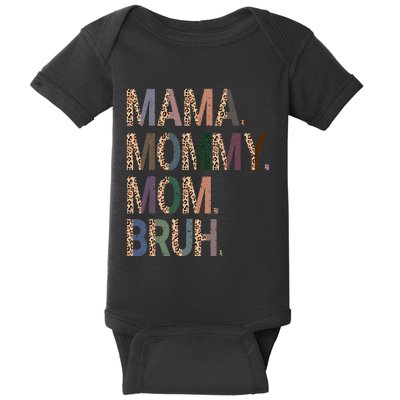 Women Mama Mommy Mom Bruh Mommy And Me Leopard Mother's Day Baby Bodysuit