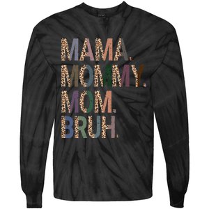 Women Mama Mommy Mom Bruh Mommy And Me Leopard Mother's Day Tie-Dye Long Sleeve Shirt