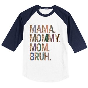 Women Mama Mommy Mom Bruh Mommy And Me Leopard Mother's Day Baseball Sleeve Shirt