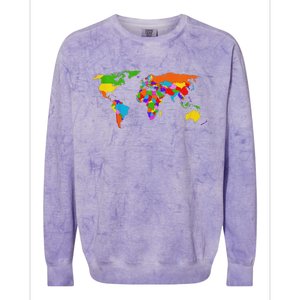 World Map Map Of The World Colorblast Crewneck Sweatshirt