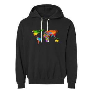 World Map Map Of The World Garment-Dyed Fleece Hoodie