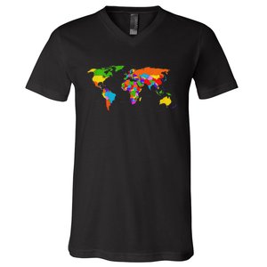 World Map Map Of The World V-Neck T-Shirt