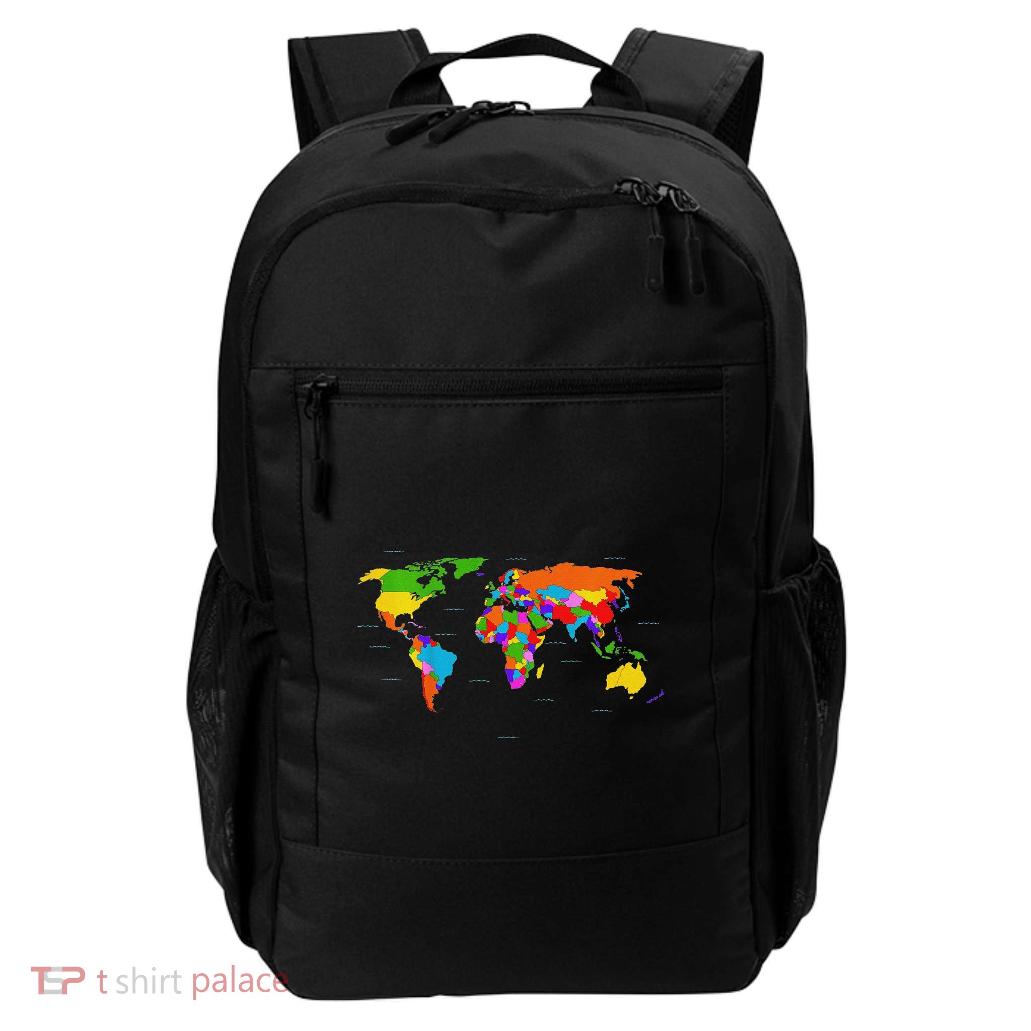 World Map Map Of The World Daily Commute Backpack