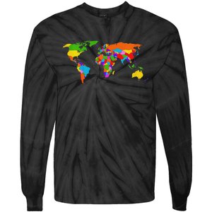 World Map Map Of The World Tie-Dye Long Sleeve Shirt