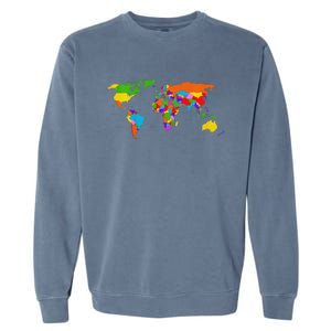 World Map Map Of The World Garment-Dyed Sweatshirt