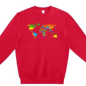 World Map Map Of The World Premium Crewneck Sweatshirt