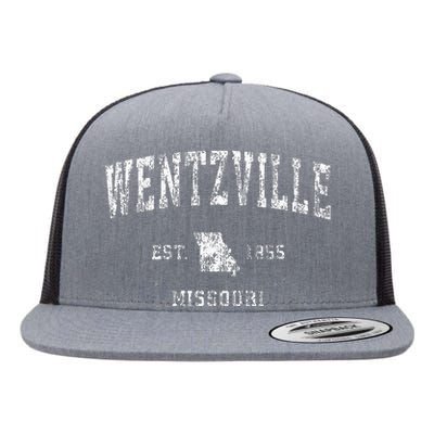 Wentzville Missouri Mo Vintage Athletic Sports Design Flat Bill Trucker Hat