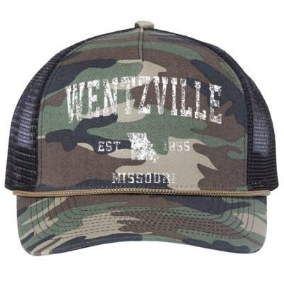 Wentzville Missouri Mo Vintage Athletic Sports Design Retro Rope Trucker Hat Cap