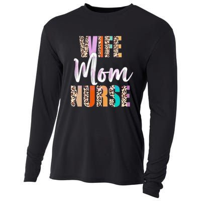 Wife Mom Nurse Leopard Mother’s Day Cooling Performance Long Sleeve Crew