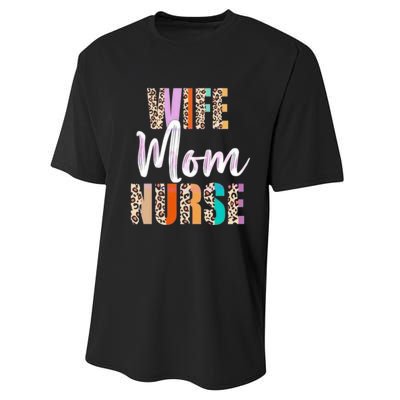 Wife Mom Nurse Leopard Mother’s Day Performance Sprint T-Shirt