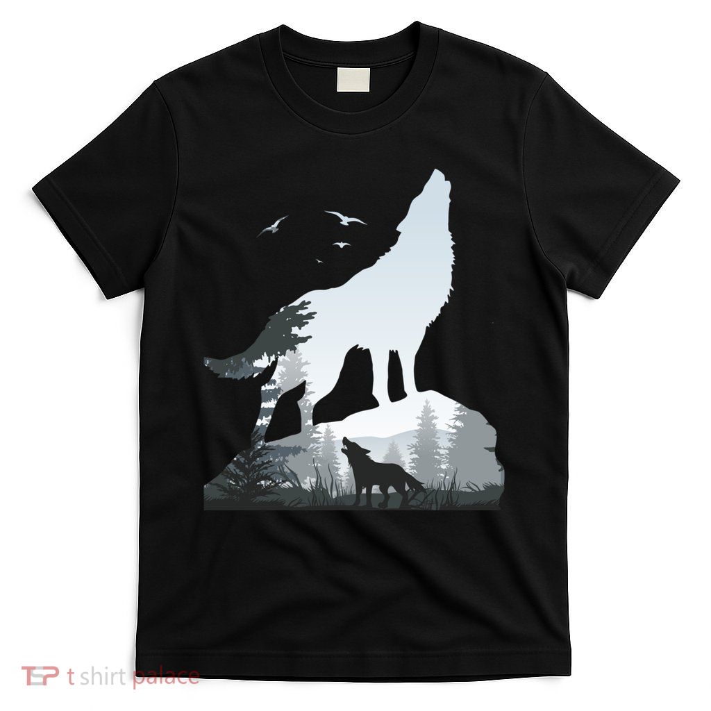 Wilderness Mountains Nature Howling Wild Animal Wolf Cool Gift T-Shirt