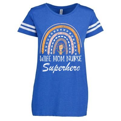 Wife Mom Nurse Superhero MotherS Day Rainbow Vintage Funny Gift Enza Ladies Jersey Football T-Shirt