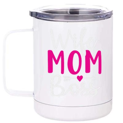 Wife Mom N Boss N Hustle New Mothers Day Women 12 oz Stainless Steel Tumbler Cup