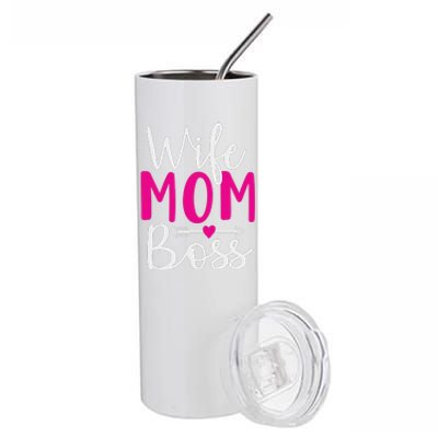 Wife Mom N Boss N Hustle New Mothers Day Women Stainless Steel Tumbler