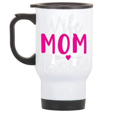 Wife Mom N Boss N Hustle New Mothers Day Women Stainless Steel Travel Mug