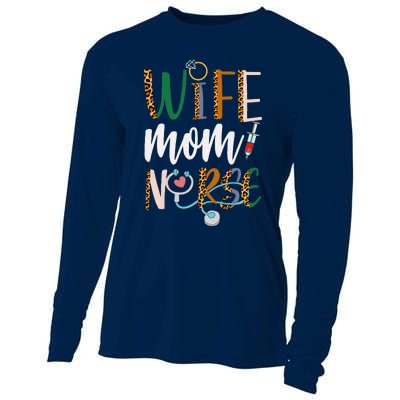 Wife Mom Nurse Women Rn Lpn Mothers Day For Nurses Cooling Performance Long Sleeve Crew