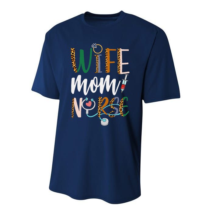 Wife Mom Nurse Women Rn Lpn Mothers Day For Nurses Performance Sprint T-Shirt