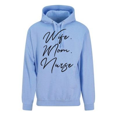 Wife Mom Nurse Script Style Rn Nursing Appreciation Gift Unisex Surf Hoodie