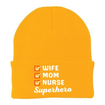 Wife Mom Nurse Superhero MotherS Day Cool Gift Knit Cap Winter Beanie