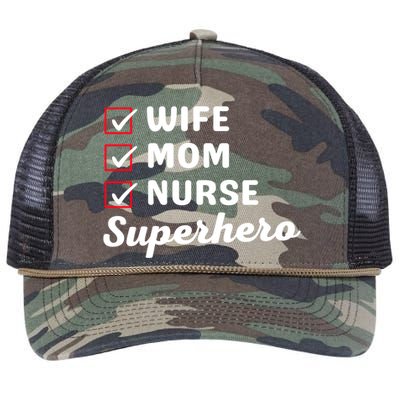 Wife Mom Nurse Superhero MotherS Day Cool Gift Retro Rope Trucker Hat Cap