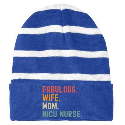 Wife Mom Nicu Nurse Female Empowert Gift Striped Beanie with Solid Band