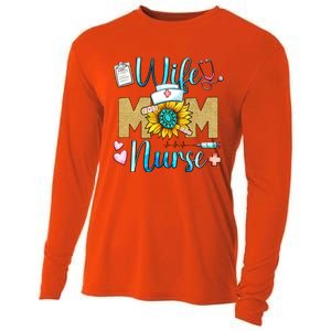 Wife Mom Nurse Graphic Mothers Day Mama New Mom Nurse Gift Cooling Performance Long Sleeve Crew