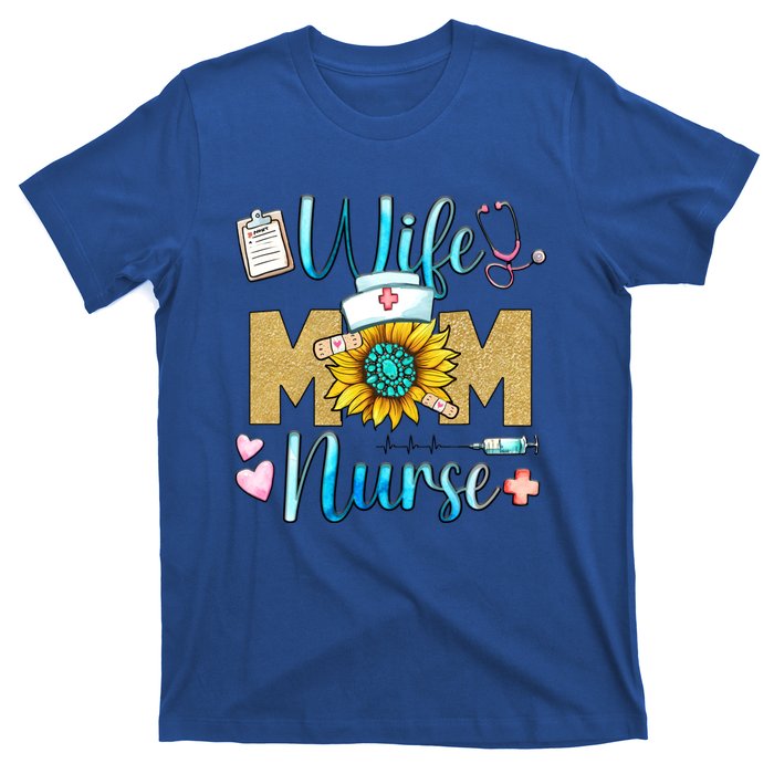 Wife Mom Nurse Graphic Mothers Day Mama New Mom Nurse Gift T-Shirt