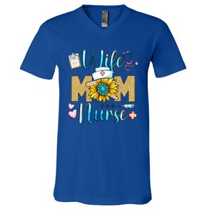 Wife Mom Nurse Graphic Mothers Day Mama New Mom Nurse Gift V-Neck T-Shirt