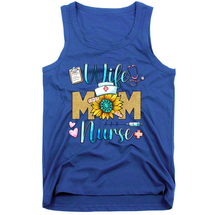 Wife Mom Nurse Graphic Mothers Day Mama New Mom Nurse Gift Tank Top