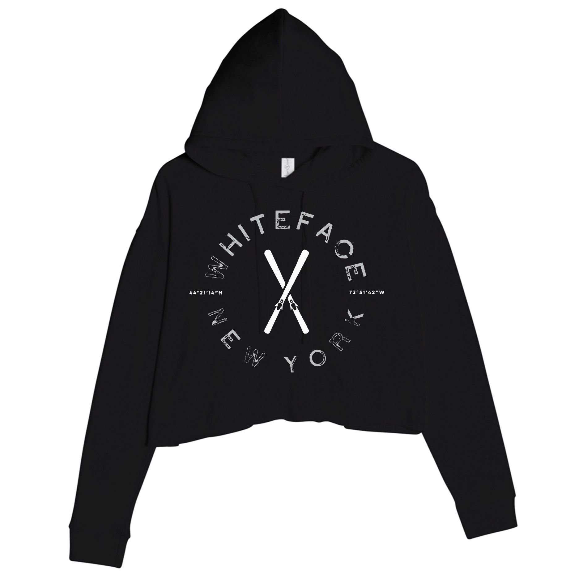 Whiteface Mountain Ny Ski Graphic Vintage Retro Crop Fleece Hoodie