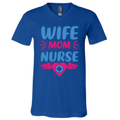 Wife Mom Nurse Nurses Rn Nurse Gift V-Neck T-Shirt