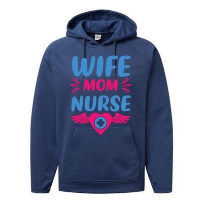 Wife Mom Nurse Nurses Rn Nurse Gift Performance Fleece Hoodie