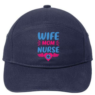 Wife Mom Nurse Nurses Rn Nurse Gift 7-Panel Snapback Hat