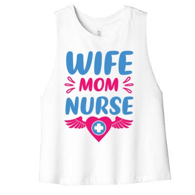 Wife Mom Nurse Nurses Rn Nurse Gift Women's Racerback Cropped Tank