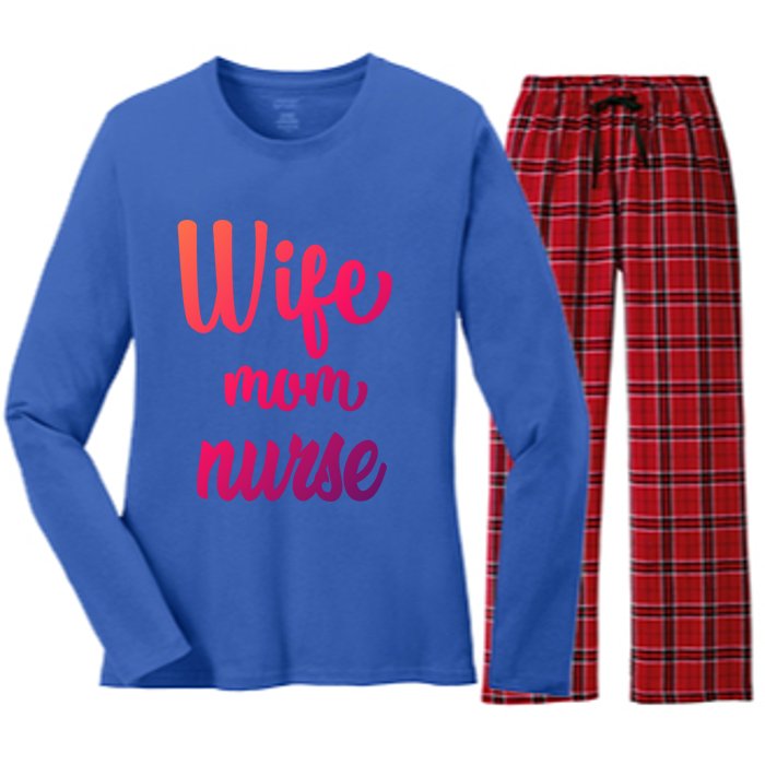 Wife Mom Nurse Gift Women's Long Sleeve Flannel Pajama Set 