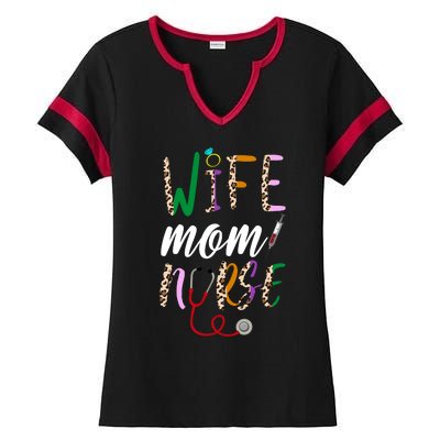 Wife Mom Nurse Cheetah Ladies Halftime Notch Neck Tee